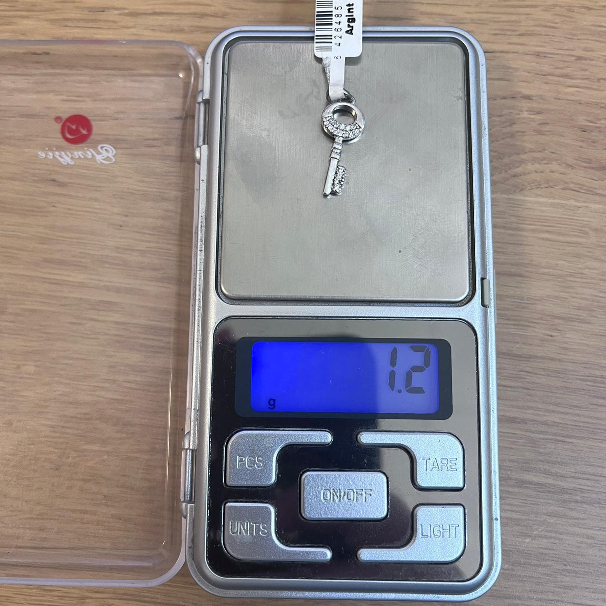 Pandantiv, Jolie Silver, Argint 925, Model Cheie Rodiata cu Pietre, 25 x 8 mm, 1.2 g - vivimall.ro