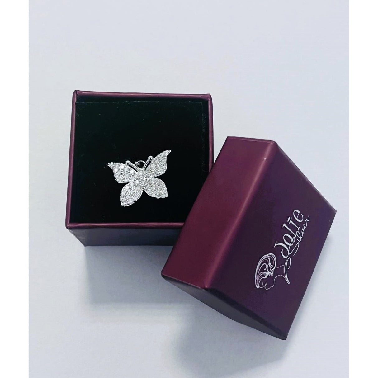 Pandantiv, Jolie Silver, Argint 925, Model Fluture cu Pietre Rodiat, Zirconiu, 18 x 15 mm, 2.3 g - vivimall.ro