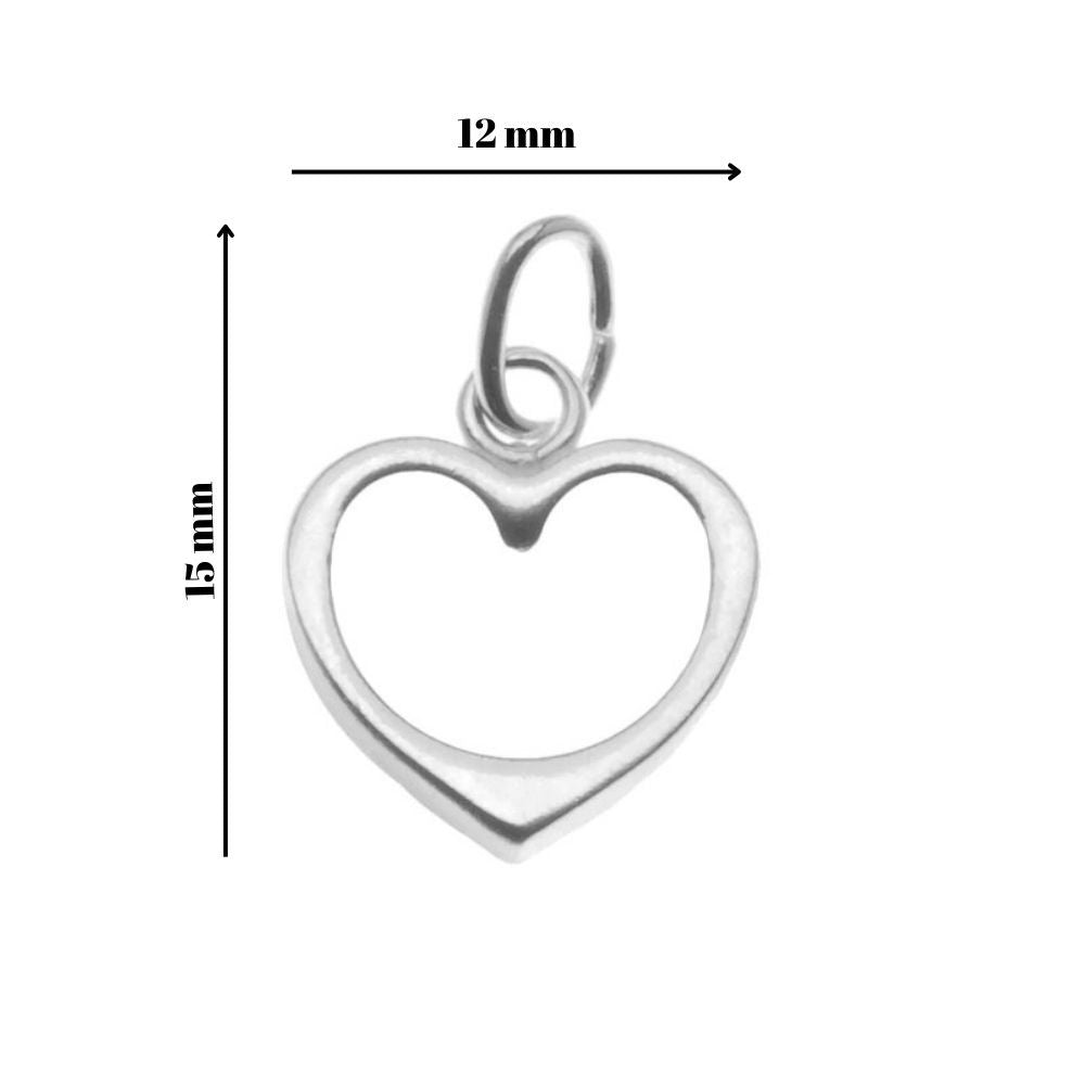 Pandantiv, Jolie Silver, Argint 925, Model Inima Contur, 0.6 g, 15x12 mm - vivimall.ro