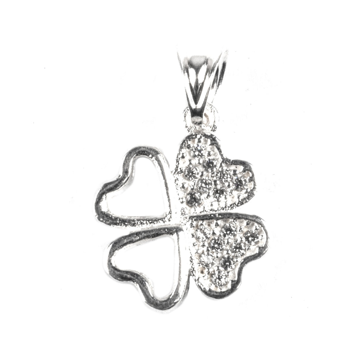 Pandantiv Trifoi cu Pietre, Argint 925, 1.8 cm x 1 cm - vivimall.ro