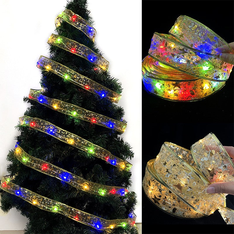 Panglică LED de Crăciun Vivimall Aurie, lungime 2 m , 20 LED-uri, Multicolor - vivimall.ro
