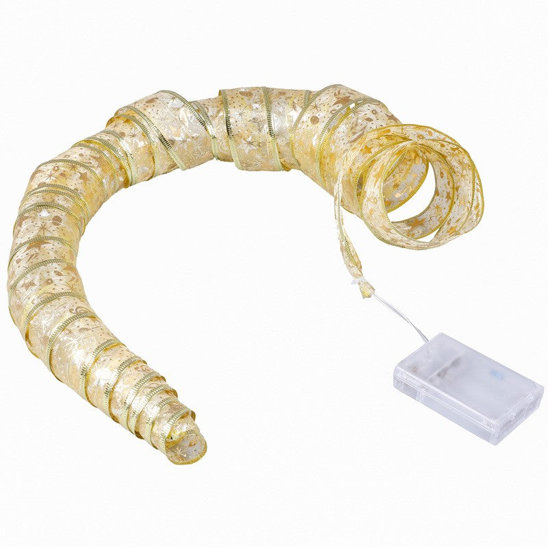 Panglică LED de Crăciun Vivimall Aurie, lungime 4 m , 40 LED-uri, Baterii, Alb cald - vivimall.ro