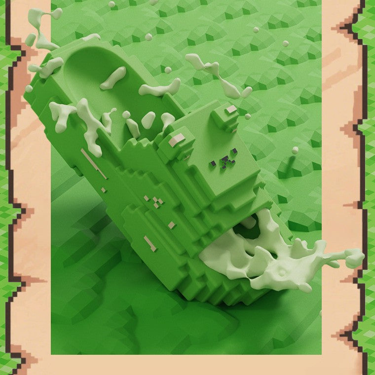 Papuci Casual pentru Adolescenti, Flippy, Model Unisex de Forma Pixel, Rezistenti Usori si Moi din Spuma EVA Antiderapanti, Marime 36-37, Verde deschis - vivimall.ro