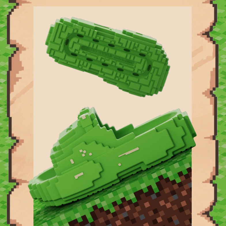 Papuci Casual pentru Adolescenti, Flippy, Model Unisex de Forma Pixel, Rezistenti Usori si Moi din Spuma EVA Antiderapanti, Marime 38-39, Verde deschis - vivimall.ro