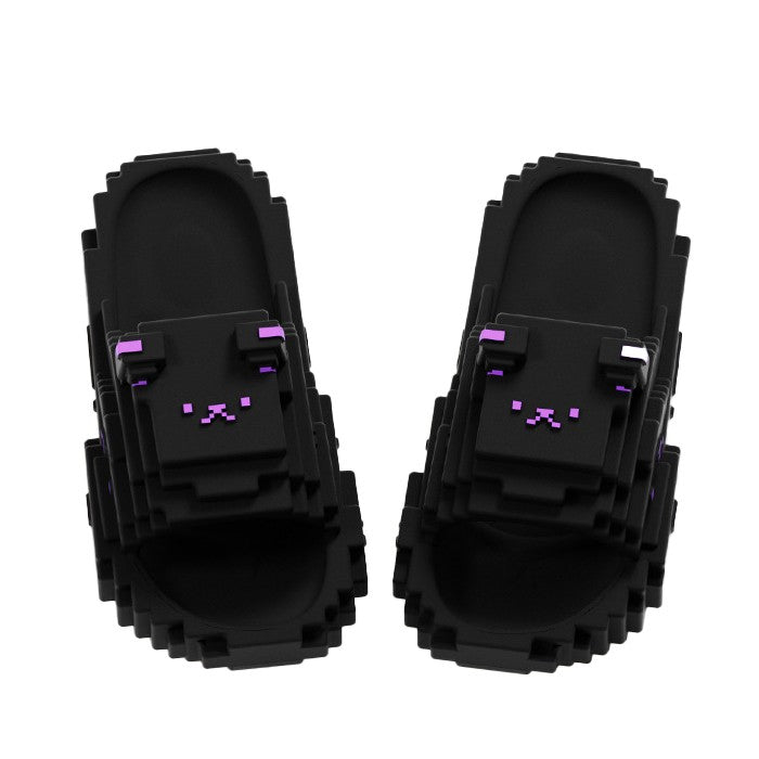 Papuci Casual pentru Adolescenti, Flippy, Model Unisex de Forma Pixel, Rezistenti Usori si Moi din Spuma EVA Antiderapanti, Marime 36-37, Negru - vivimall.ro