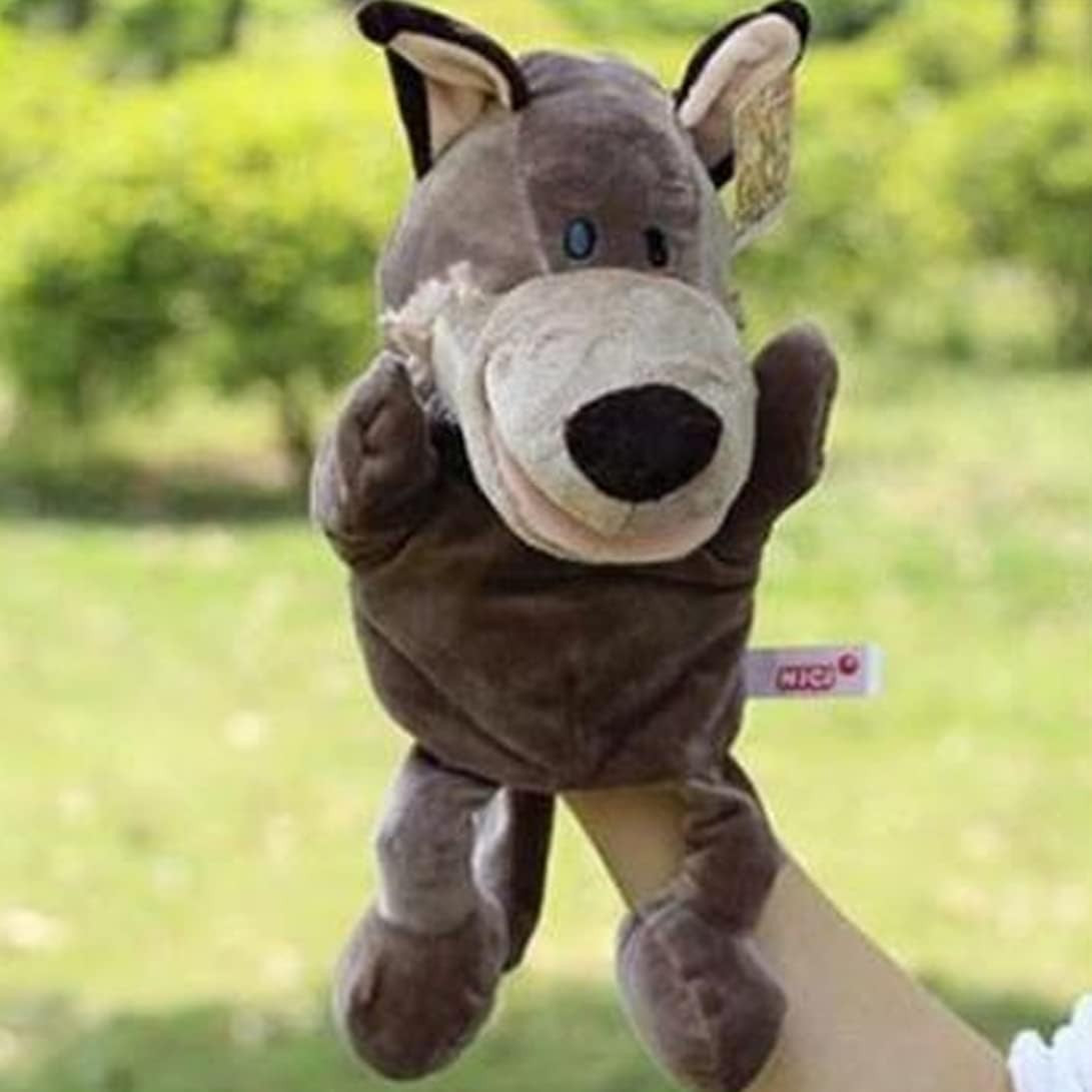 Papusa de Mana pentru Teatru de Papusi, Flippy, din Plus, 25 x 10 x 8 cm, Model Lup, Bej - vivimall.ro