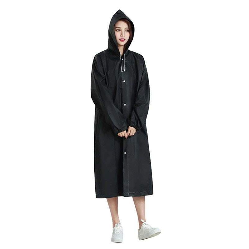 Pelerina de Ploaie, Vivimall, pentru Adulti 150-180 cm, din EVA, Impermeabila, Rezistenta la Vant, Inchidere cu Capse, 140 g, Negru - vivimall.ro