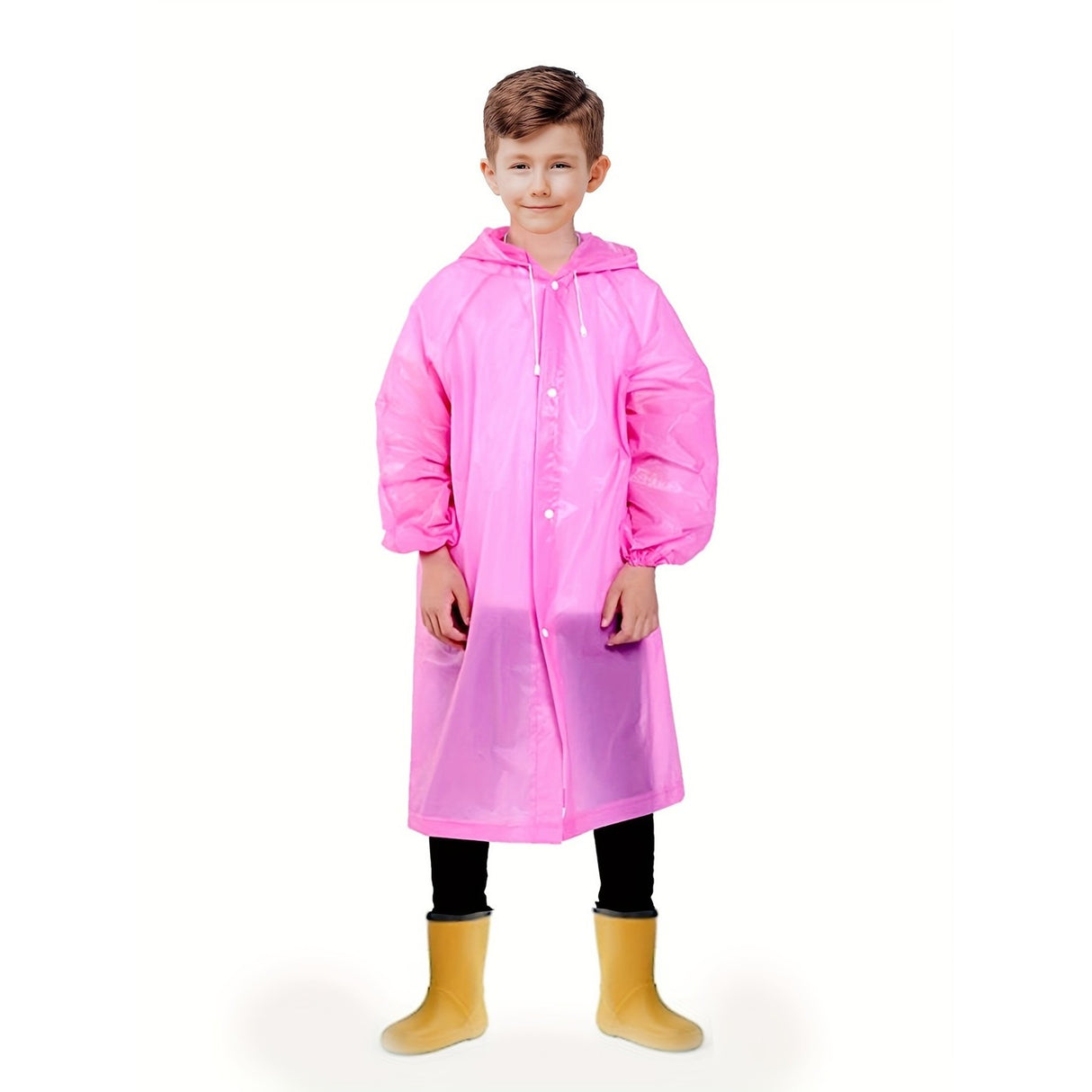 Pelerina de Ploaie, Vivimall, pentru Copii 100-145 cm, din EVA, Impermeabila, Inchidere cu Capse, Roz - vivimall.ro