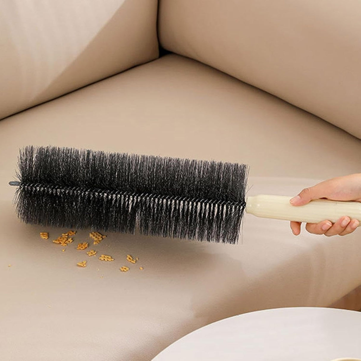 Perie Multifunctionala 2in1, Vivimall, de Curatare a Prafului, 38 x 11 cm, Perie si Burete, Crem - vivimall.ro