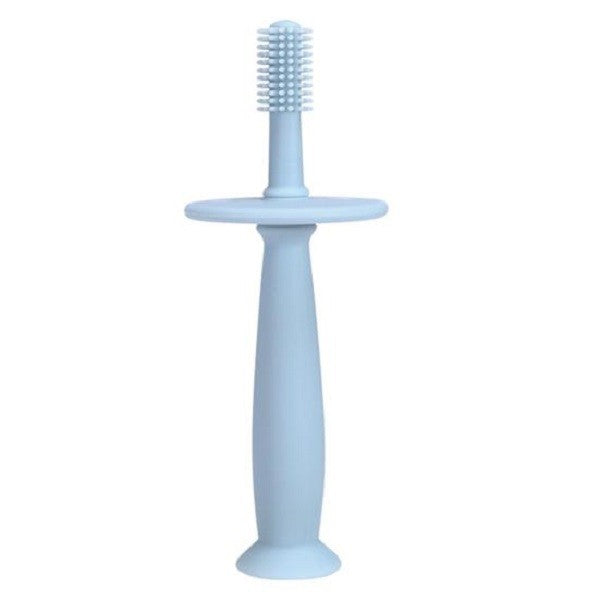Periuță de dinți din silicon pentru bebeluși, 360 grade, fără BPA, culoare albastru — vedere frontală