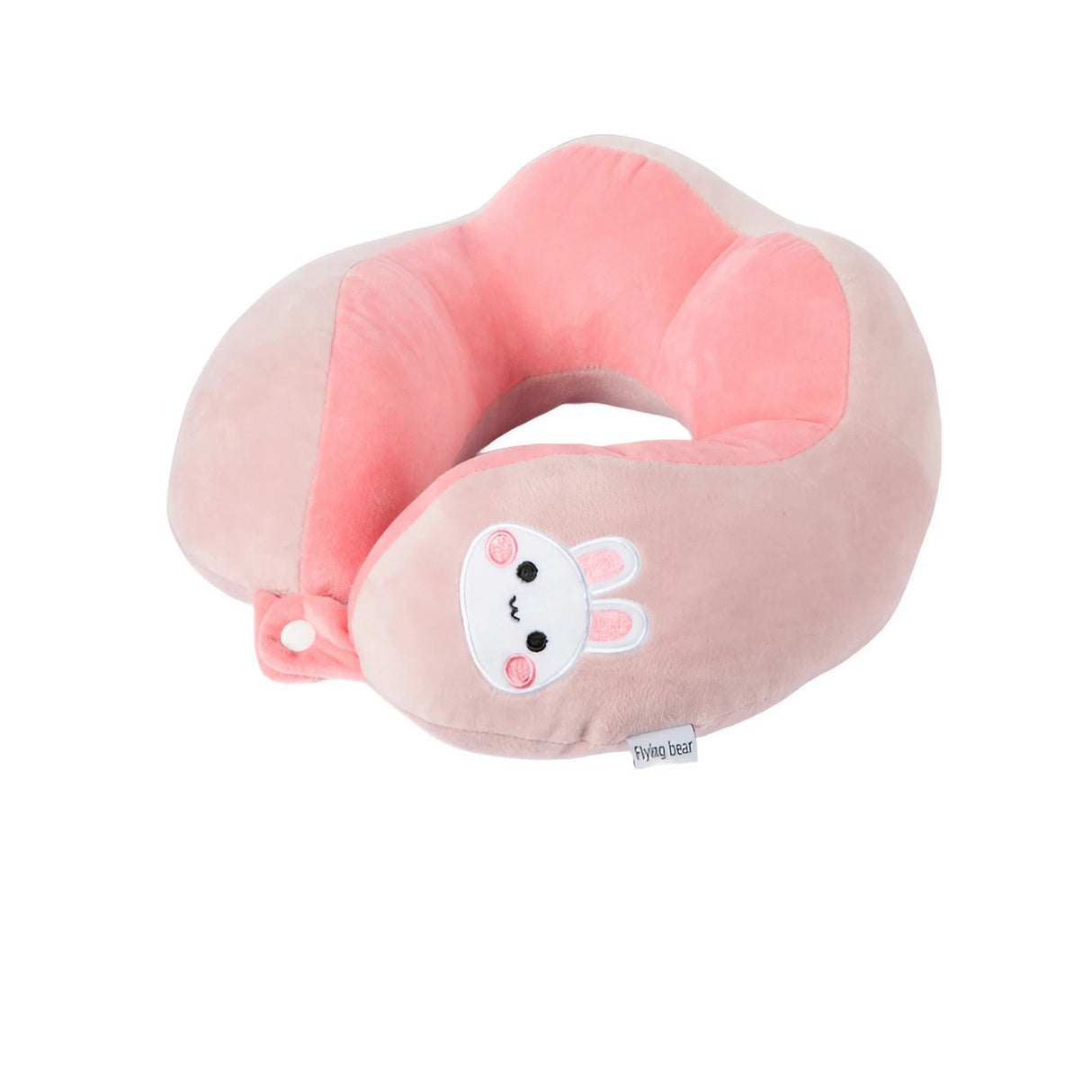 Perna de Calatorie, Vivimall, Pentru Gat si Cap, Umplutura din Bumbac, 28x28x10 cm, cu Model Brodat Iepure, Roz - vivimall.ro