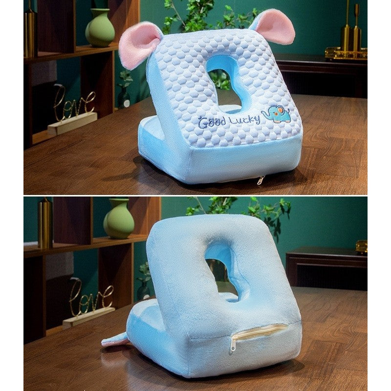 Perna din Spuma, Vivimall, pentru Birou, Calatorii, Pauze, Model Elefant, Microfibra, 30x35x30 cm, Albastru - vivimall.ro