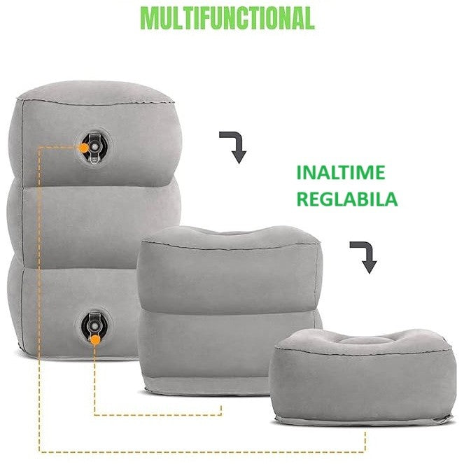 Perna Gonflabila Multifunctionala, Vivimall, pentru Picioare, Cap, 3 Straturi, Inaltime Reglabila, 17.8 x 25.4 x 42.9 cm, Gri Inchis - vivimall.ro