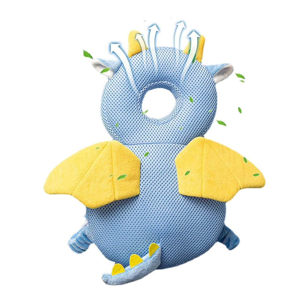 Perna tip Rucsac pentru Protectia Capului, Vivimall, Tetiera tip Dragon, pentru Bebelusi, Design tip Plasa, 33x6x19 cm, 180 g, Albastru - vivimall.ro