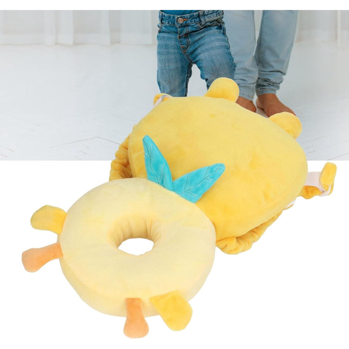 Perna tip Rucsac pentru Protectia Capului, Vivimall, Tetiera tip Girafa, pentru Bebelusi, 33x6x19 cm, 180 g, Galben - vivimall.ro