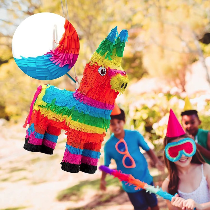 Pinata Magarus pentru Petrecere, Flippy, Pinata din Hartie si Carton, Pinata pentru Copii, 50 x 35 x 10 cm, Multicolor - vivimall.ro