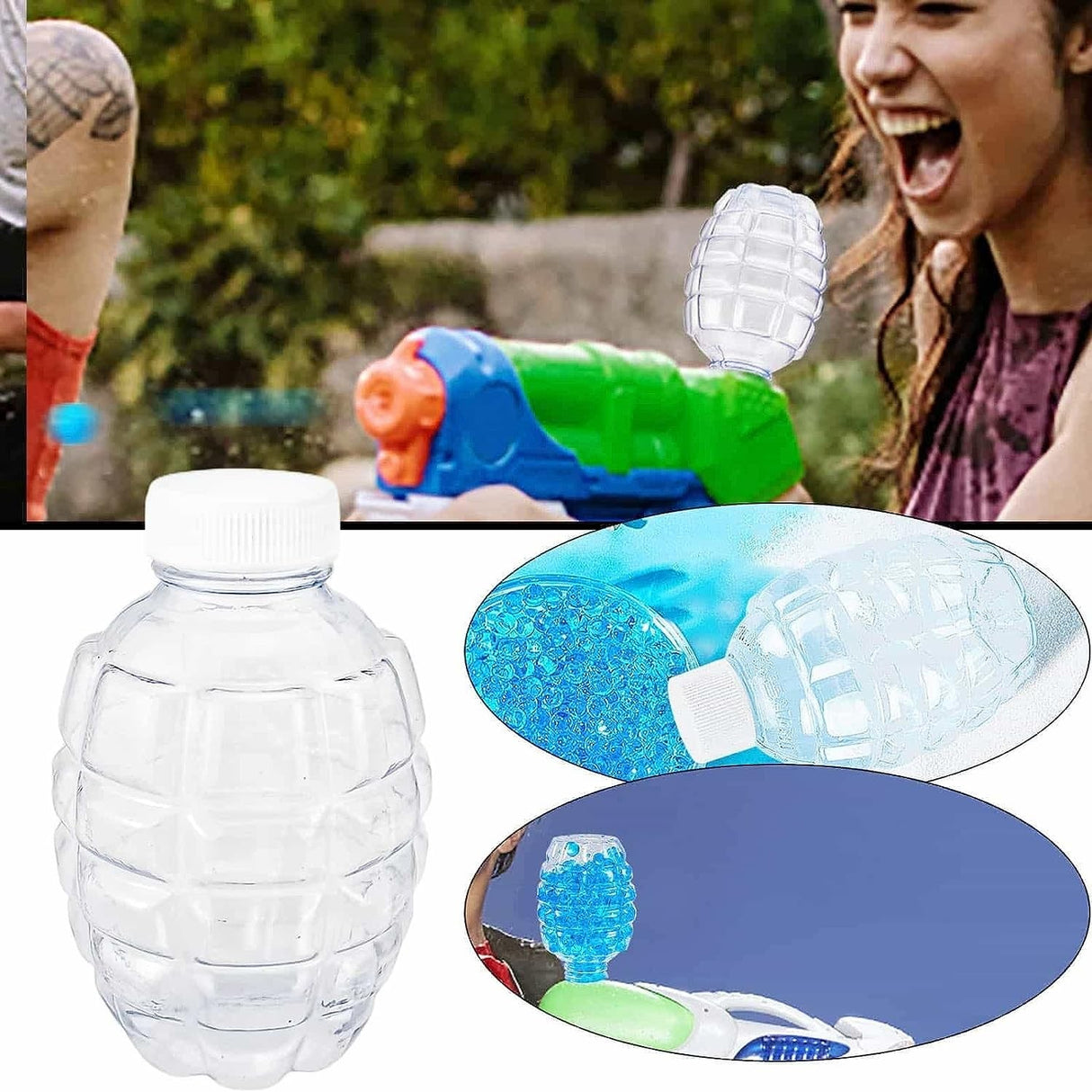 Munitie, Vivimall, 20.000 Bile Gel pentru pistoale de jucarie Gel Blaster, Sticla Ananas 10.5x6.5 mm, Albastru - vivimall.ro