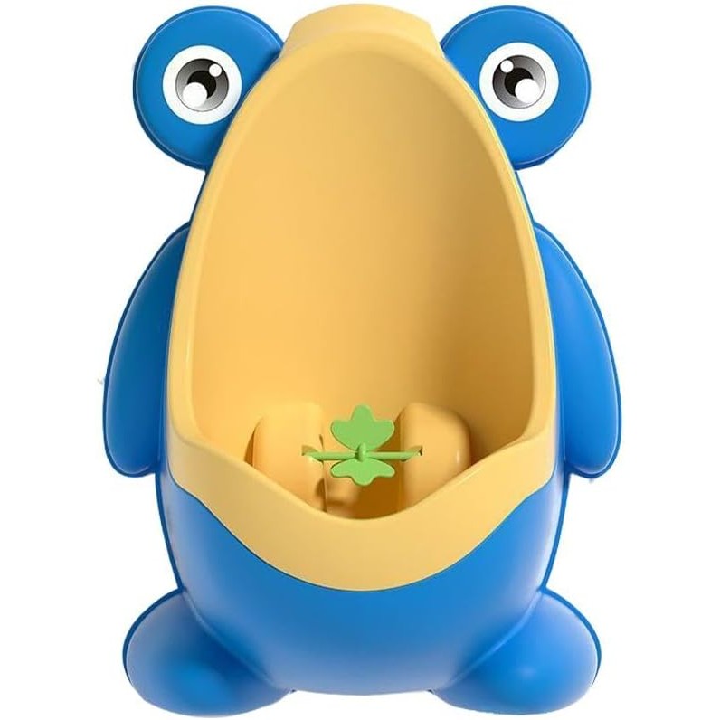 Pisoar pentru Baieti, Vivimall, 0-8 Ani, in Forma de Broasca, Perie Inclusa, Montare pe Perete, Carlig Autoadeziv Inclus, 29 x 22.5 cm, Albastru - vivimall.ro