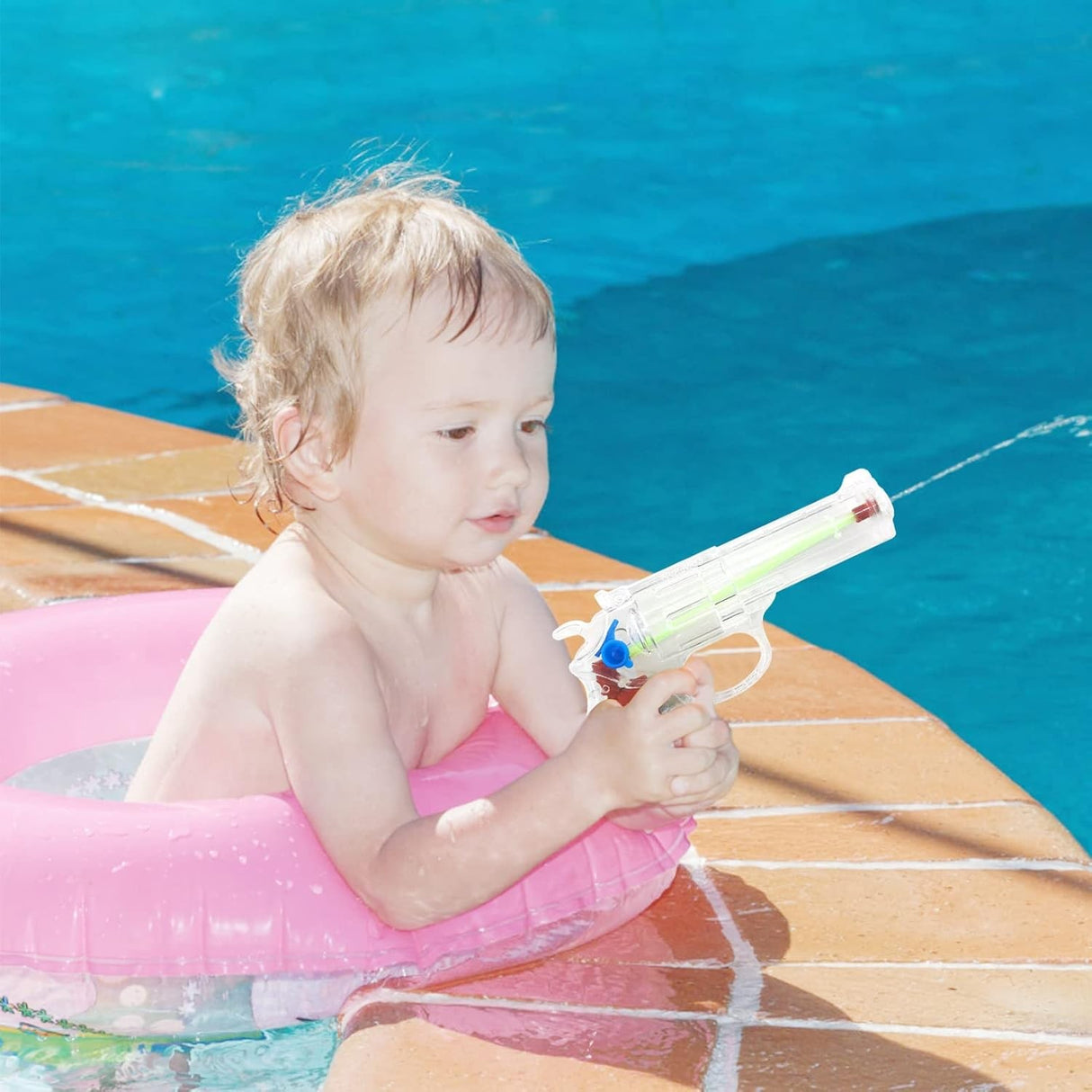 Pistol cu Apa, Vivimall, pentru Copii, din Plastic, 16 x 5 x 2 cm, Transparent/Albastru - vivimall.ro