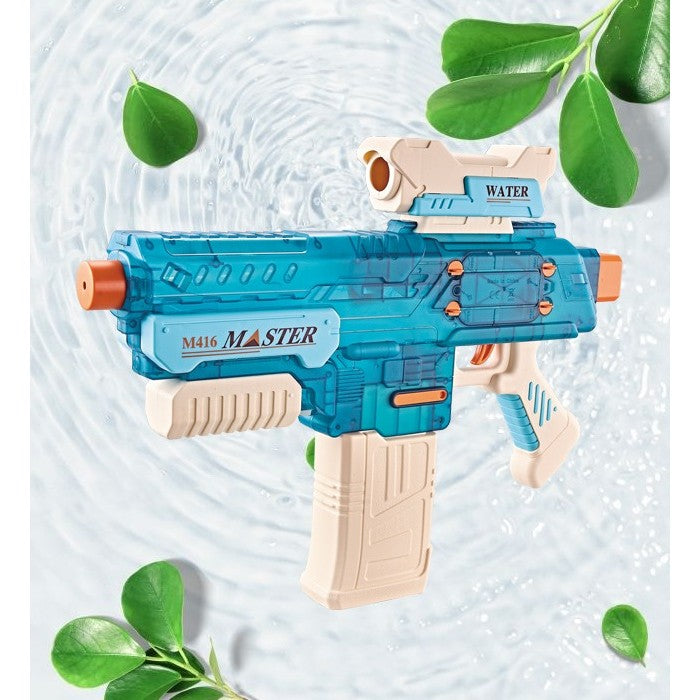 Pistol cu Apa Electric, Vivimall, +6 Ani, Rezervor 500 ml, Incarcare USB, din Plastic, 43 x 5.5 x 30 cm, Albastru - vivimall.ro