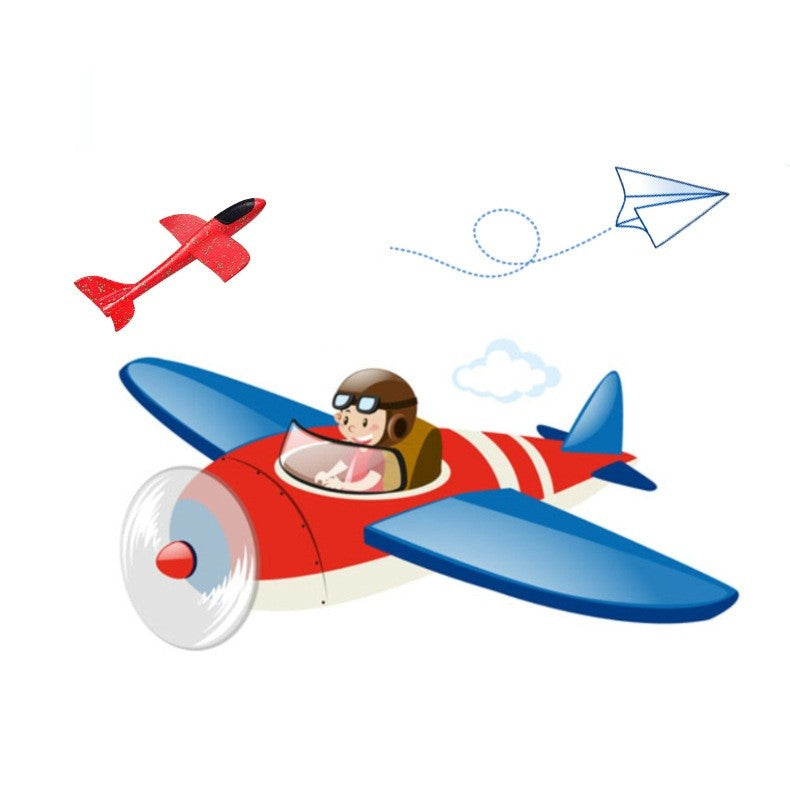 Pistol cu Lansator de Avion, Vivimall, din Polistiren+Plastic, +3 Ani, Avion 24 cm, Lansare 10 m, cu Lumini, Albastru/Rosu - vivimall.ro