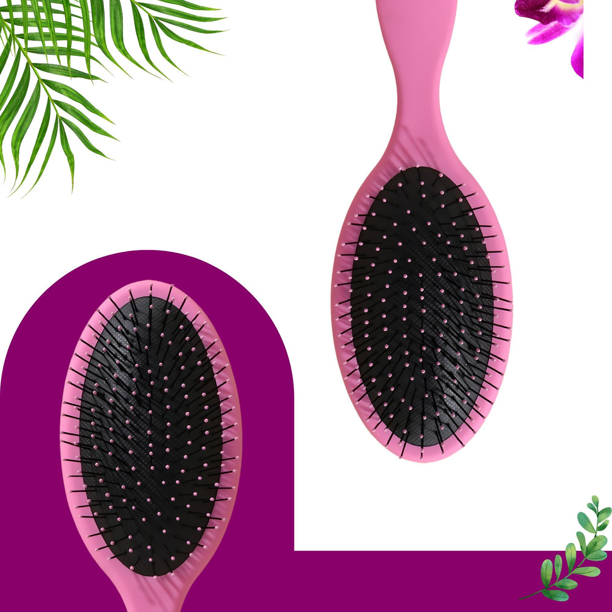 Pieptene cu Perna de Aer pentru Par, Flippy, Plastic ABS+Nylon, 22x7 cm, Roz - vivimall.ro