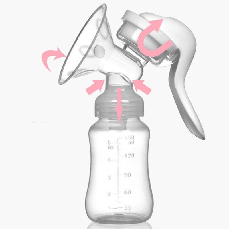 Pompa de San Manuala Multifunctionala, Vivimall, Portabila, cu Tetina pentru Biberon, Anti-Scurgere, Anti-Reflux, 18.5x6 cm, 150 mL, Silicon, Recipient Transparent, Alb - vivimall.ro