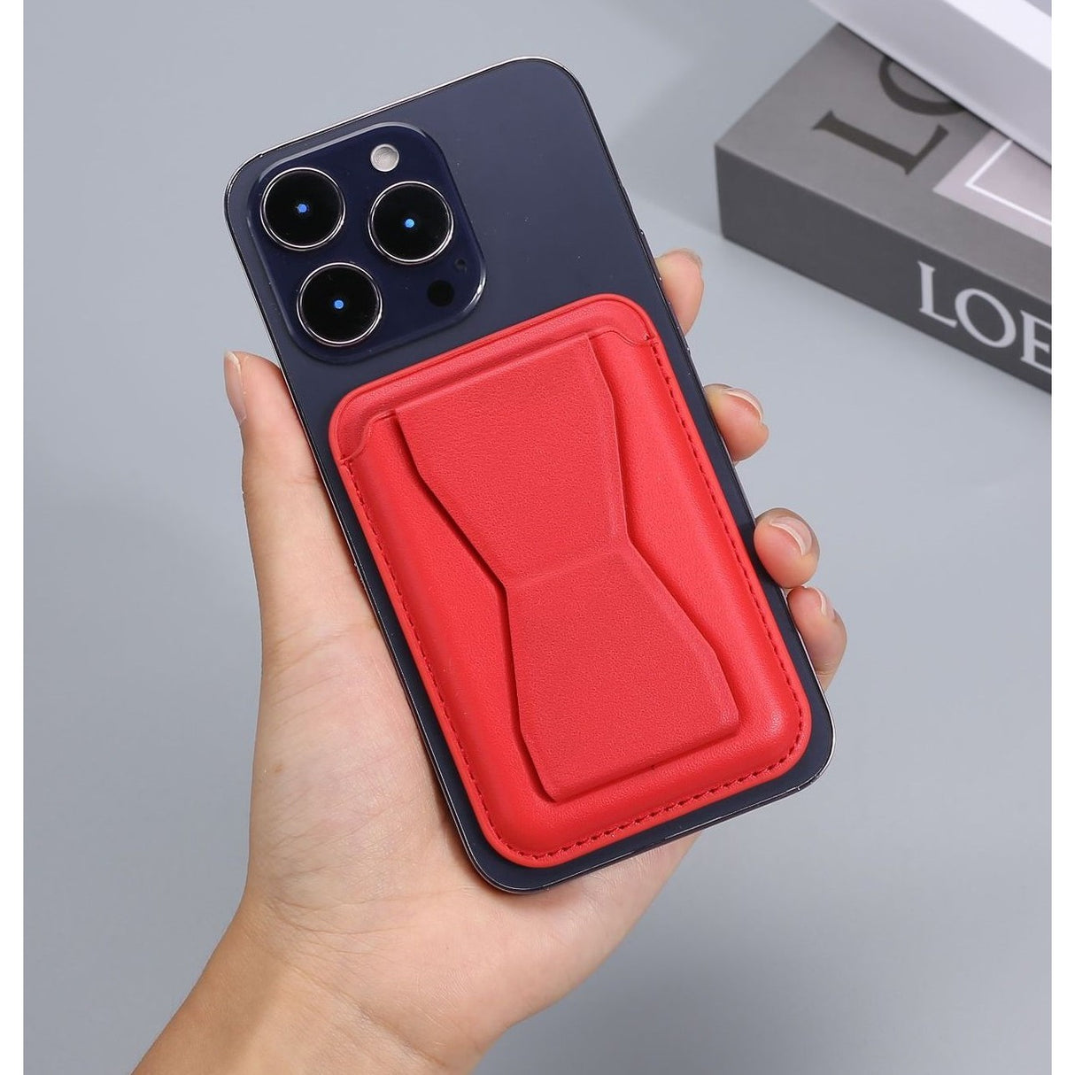 Portofel Flippy MagSafe pentru carduri cu suport integrat, Rosu - vivimall.ro