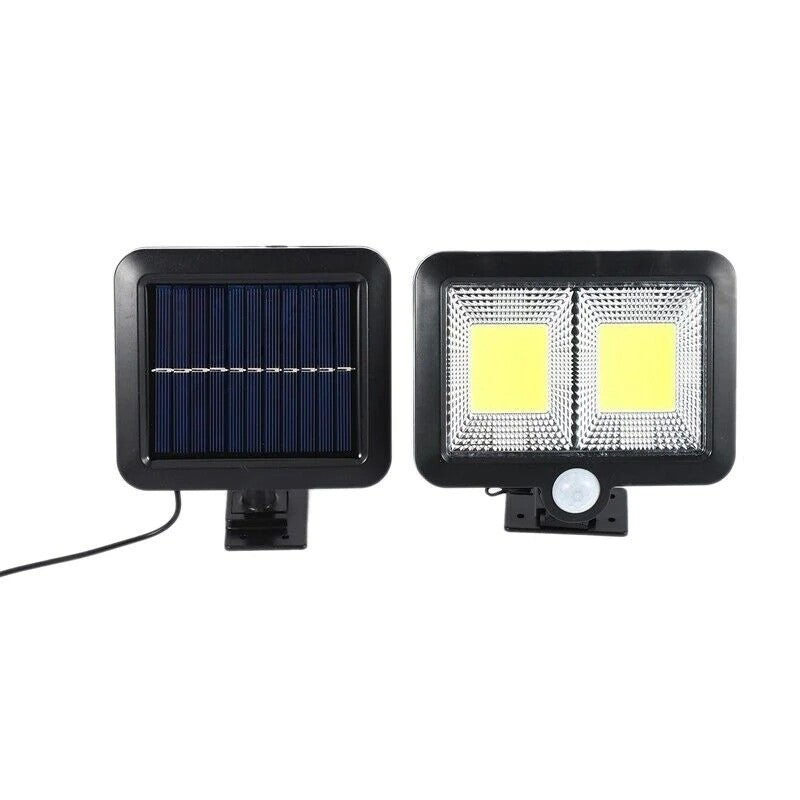 Lampa solara Vivimall cu senzor de miscare, 108 COB LED, 2 grile, ip65, negru - vivimall.ro