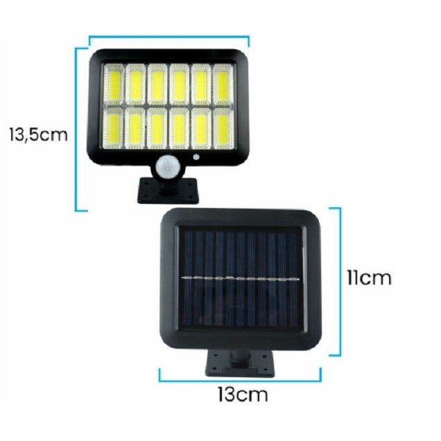Lampa Solara LED 120 COB, Vivimall, 12 Grile, Senzor de Lumina si Miscare, Lungime Cablu 5 m, Lumina Alba - vivimall.ro