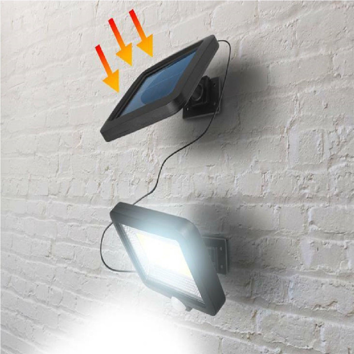 Lampa Solara LED 120 COB, Vivimall, 6 Grile, Senzor de Lumina si Miscare, Lungime Cablu 4.8 m, Lumina Alba - vivimall.ro