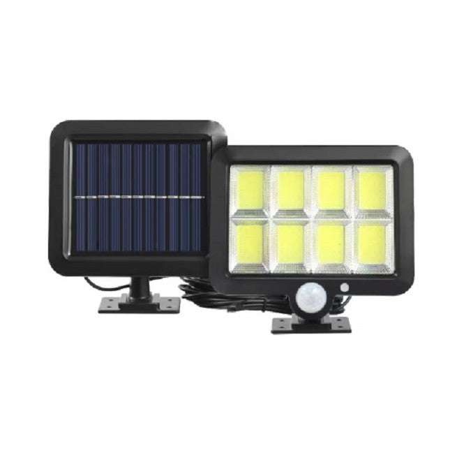 Lampa Solara LED 160 COB, Vivimall, 8 Grile, Senzor de Lumina si Miscare, Lungime Cablu 4.6 m, Lumina Alba - vivimall.ro