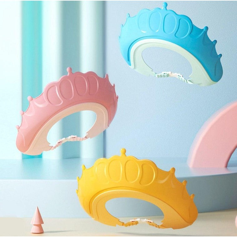 Viziera de Protectie Baie Pentru Copii, Fippy, Model Coronita, Dimensiune ajustabila, Durabil, Usor de curatat, Impotriva Samponului, pentru Ochi si Urechi, TPE+PP, 24x22 cm, Roz - vivimall.ro