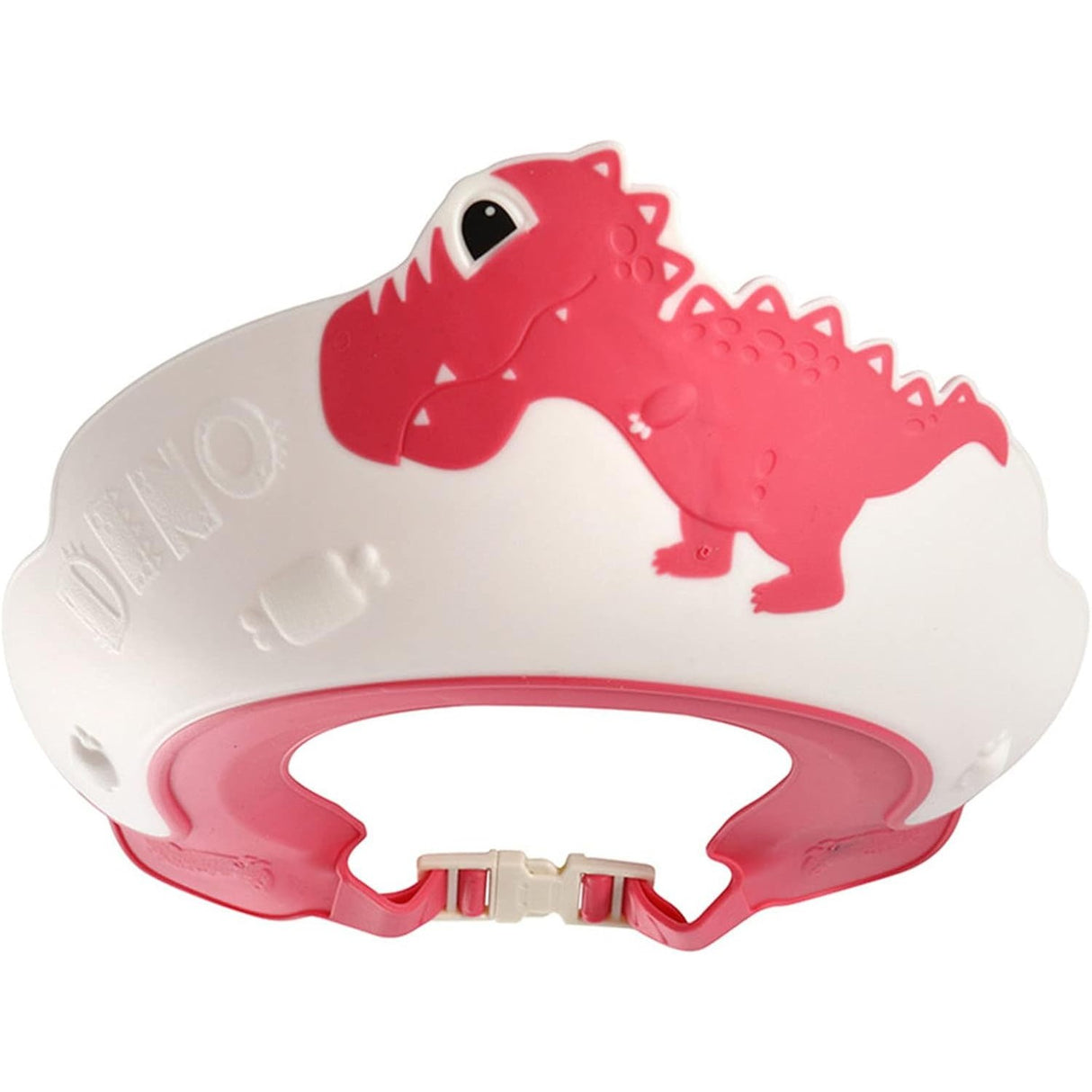 Viziera de Protectie Baie Pentru Copii, Fippy, Model Dinozaur, Dimensiune ajustabila, Durabil, Usor de curatat, Impotriva Samponului, pentru Ochi si Urechi, TPE+PP, 22x21 cm, Rosu - vivimall.ro