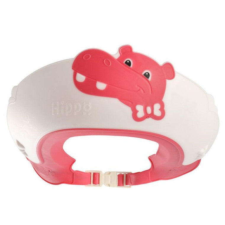 Viziera de Protectie Baie Pentru Copii, Fippy, Model Hipopotam, Dimensiune ajustabila, Durabil, Usor de curatat, Impotriva Samponului, pentru Ochi si Urechi, TPE+PP, 22x21 cm, Rosu - vivimall.ro