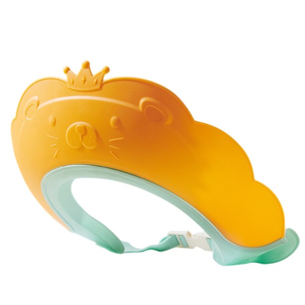Viziera de Protectie Baie Pentru Copii, Fippy, Model Coronita Leu, Dimensiune ajustabila, Durabil, Usor de curatat, Impotriva Samponului, pentru Ochi si Urechi, TPE+PP, 21x20.5 cm, Portocaliu - vivimall.ro