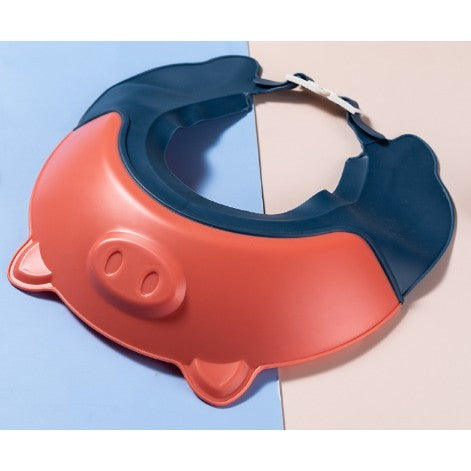 Viziera de Protectie Baie Pentru Copii, Fippy, Model Purcelus, Dimensiune ajustabila, Durabil, Usor de curatat, Impotriva Samponului, pentru Ochi si Urechi, TPE+PP, 23x23 cm, Rosu - vivimall.ro