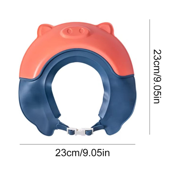 Viziera de Protectie Baie Pentru Copii, Fippy, Model Purcelus, Dimensiune ajustabila, Durabil, Usor de curatat, Impotriva Samponului, pentru Ochi si Urechi, TPE+PP, 23x23 cm, Rosu - vivimall.ro