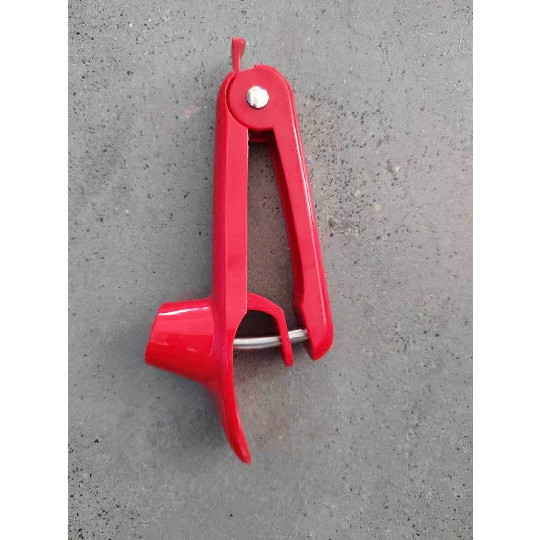 Dispozitiv de Scos Samburi, Vivimall, Manual, cu 1 Gaura, pentru Cirese/Masline, 20.5 x 3.8 x 13 cm, din ABS+Otel Inoxidabil, cu Maner, Rosu - vivimall.ro