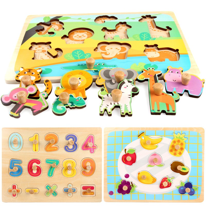 Puzzle Montessori din Lemn pentru Copii, Vivimall, 3D, 0-3 Ani, Model Legume, Educativ, Intuitiv, Creativ, 9 Piese, 30x22.5x0.8 cm, Multicolor - vivimall.ro