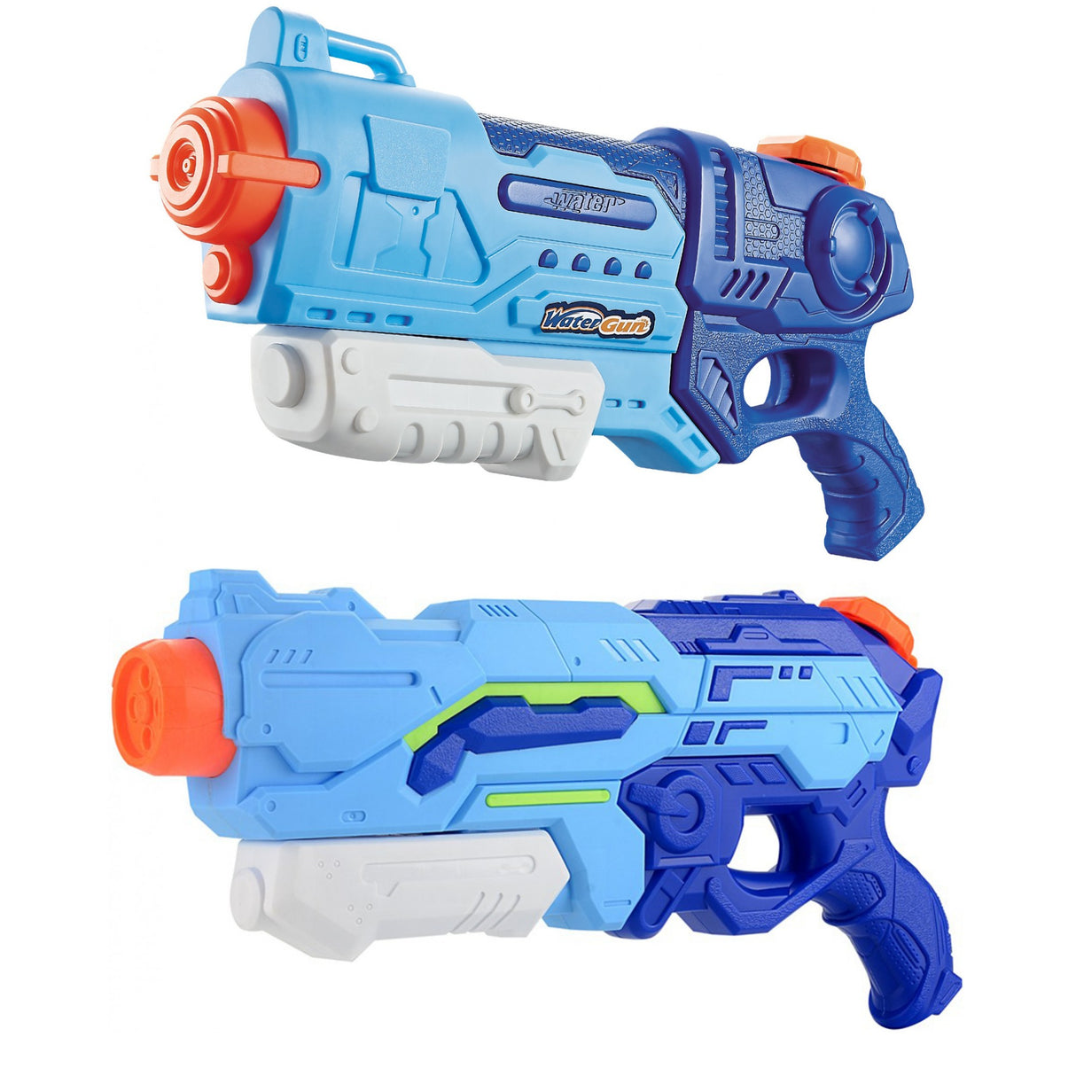 Set 2x Pistol cu Apa pentru Copii, Rezervor, Pentru Piscina/Plaja, Vivimall, 6ani+, Albastru, 1200 ML + 900 ML - vivimall.ro