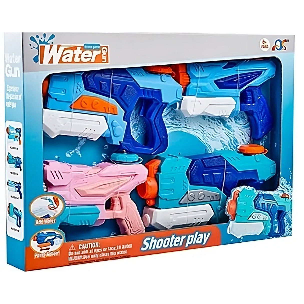 Set 4x Pistol cu Apa pentru Copii, Vivimall, 6ani+, Multicolor, 2x 550 ML + 2x 300 ML - vivimall.ro