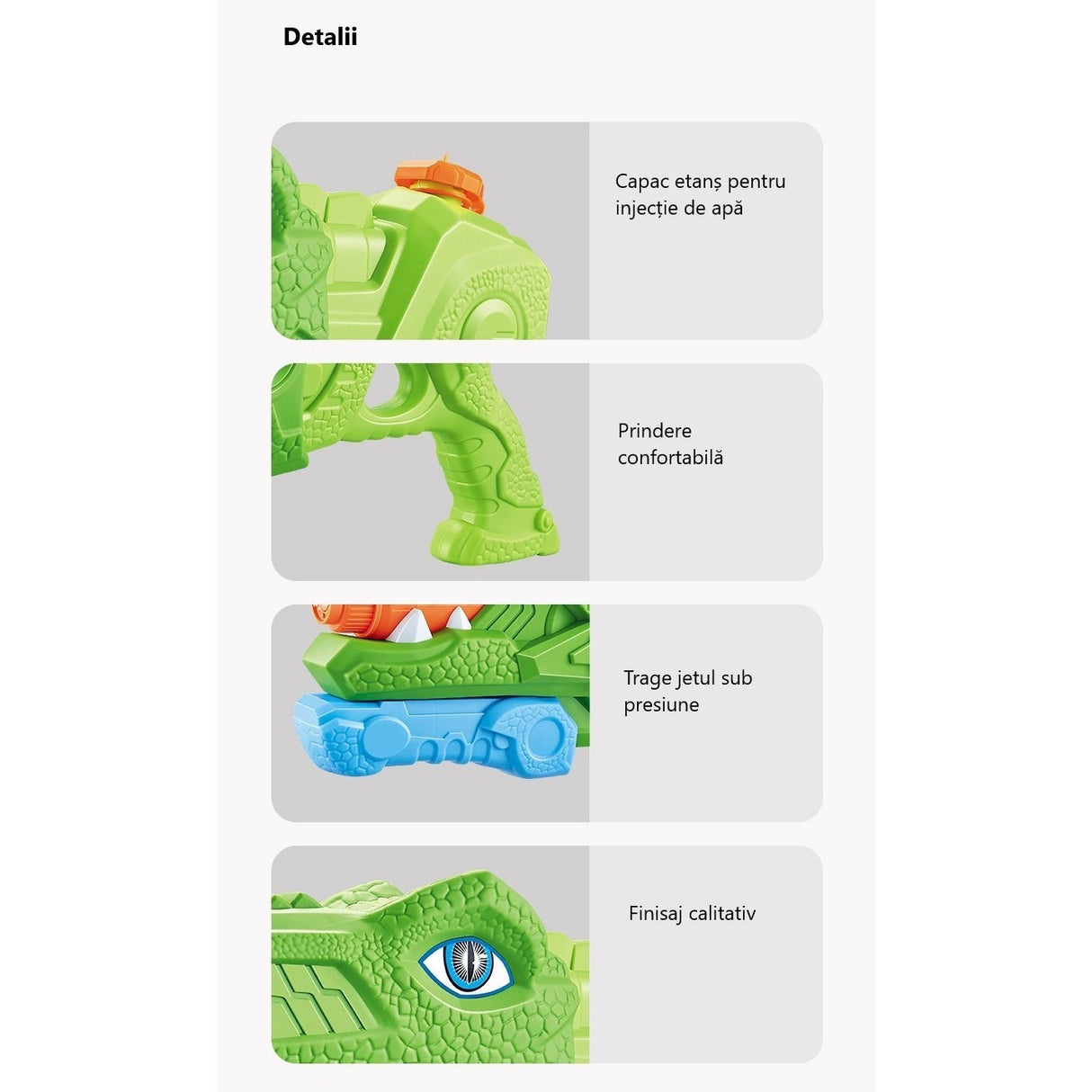 Set 2x Pistol cu Apa pentru Copii, Rezervor, Pentru Piscina/Plaja, Vivimall, 6ani+, Tiranozaur, Roz + Verde,660 ML - vivimall.ro