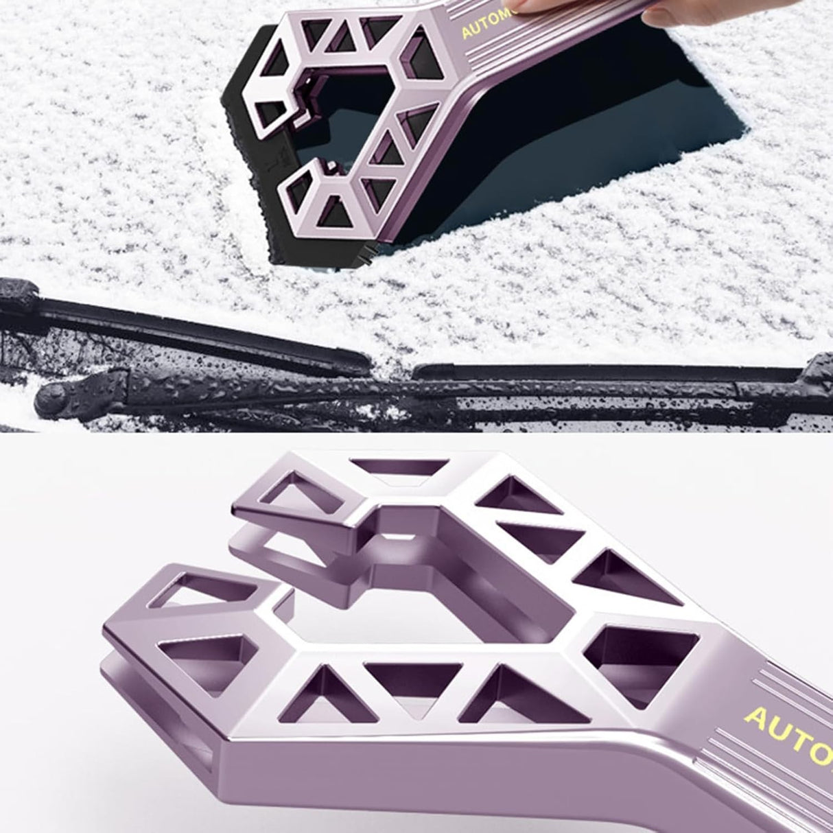 Racleta Auto pentru Zapada cu Doua Capete, Vivimall, Universala, Deszapezire Masina, cu Maner, Ergonomica, Detasabila, pentru Geamuri si Caroserie, Usor de Utilizat, 61x12.5 cm, Mov - vivimall.ro