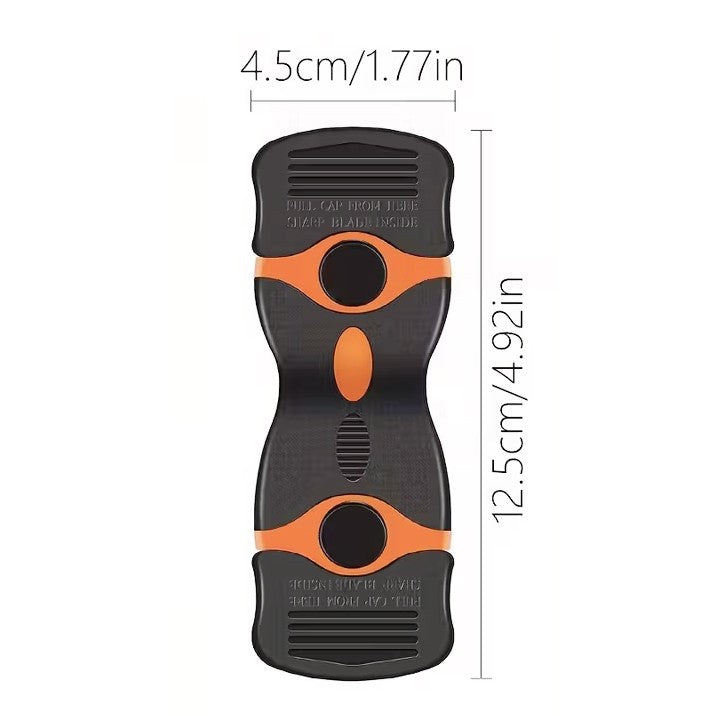 Racleta Multifunctionala pentru Curatare Sticla si Ceramica,- Design Ergonomic, Maner Anti-alunecare, Include 20 de Lame de Schimb, 12,5 x 4,5 cm, Portocaliu - vivimall.ro