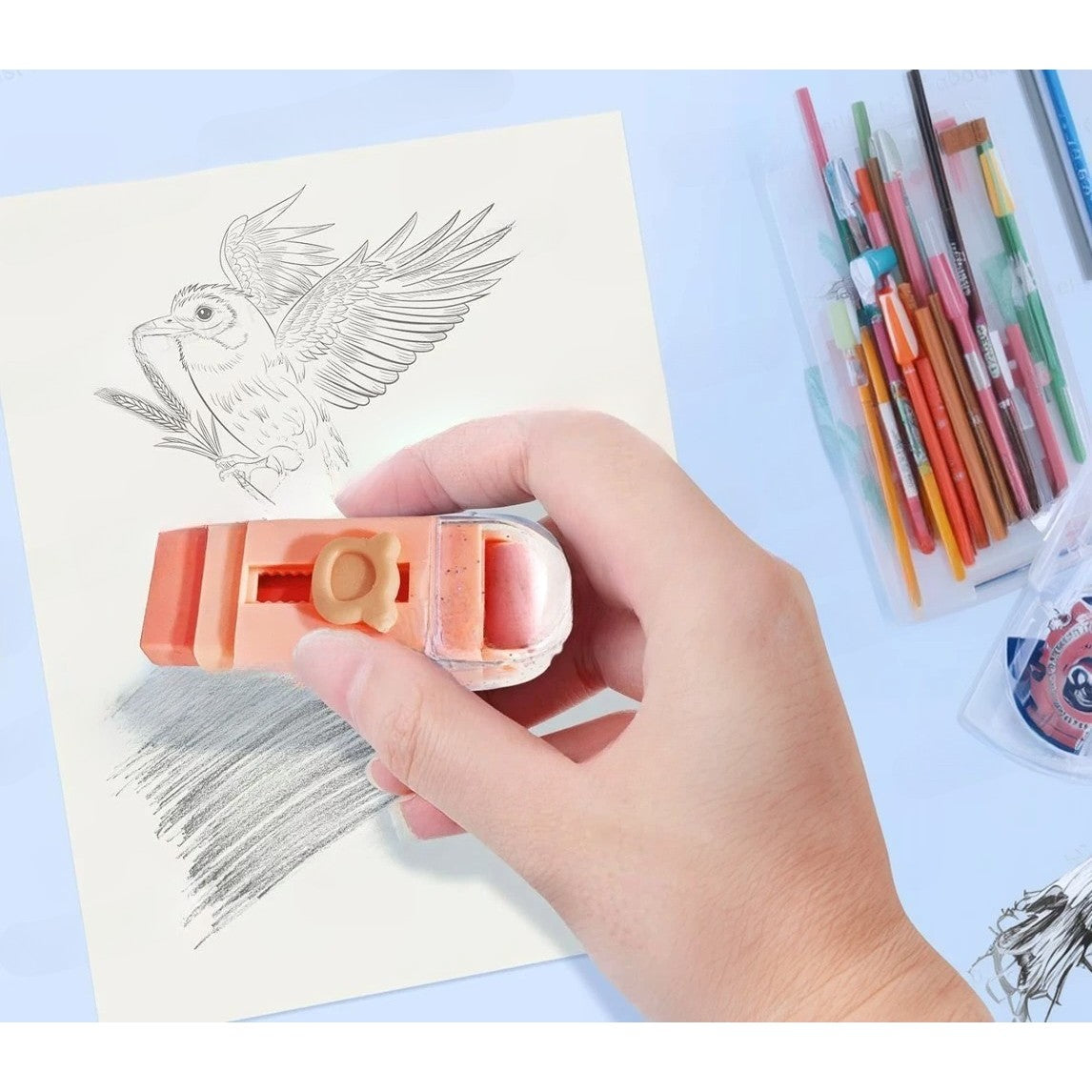 Radiera Retractabila, Flippy, Model Ursulet, Reglare Push-Pull, Radiera de tip Push, Doua Radiere de Rezerva in set din Cauciuc, Roz deschis - vivimall.ro