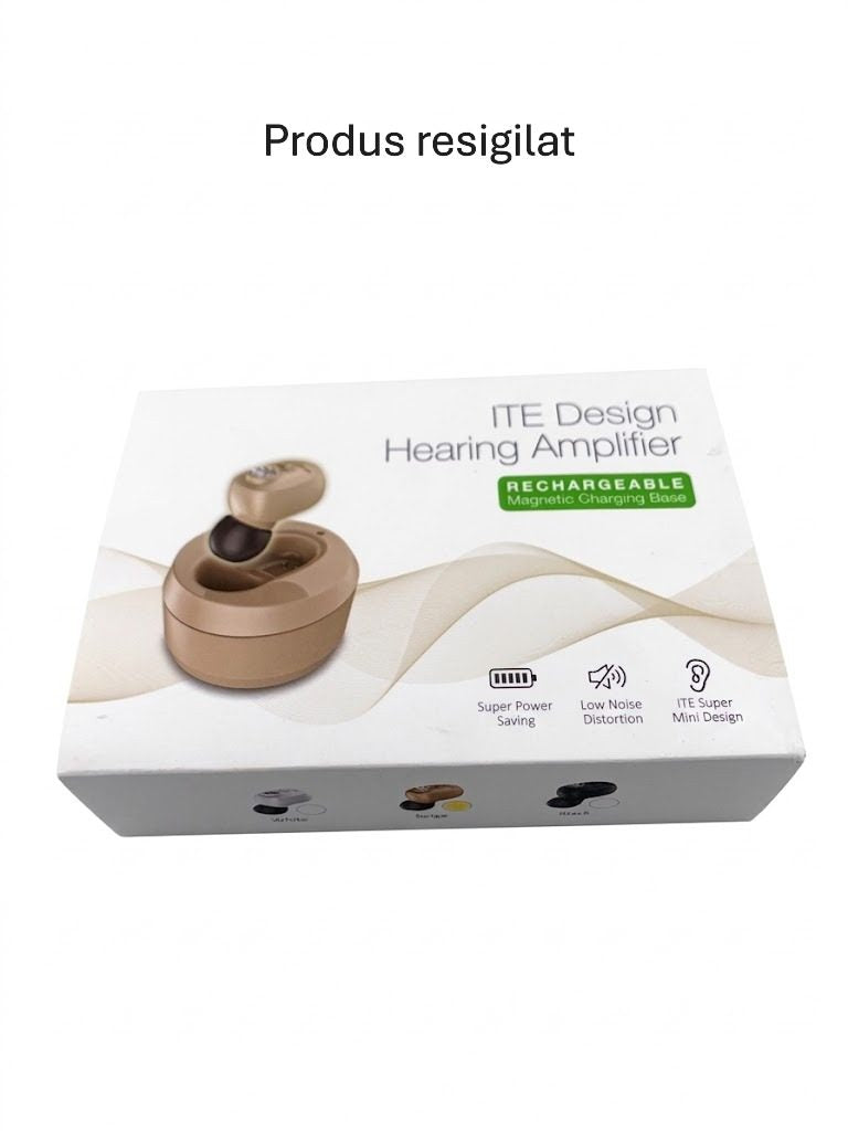RESIGILAT - Aparat Auditiv Intraauricular In-Ear, Flippy, Amplificator de sunet pentru Auz, Minuscul Design Nou, 14 x 10 x 3.8 cm, 116 gr, Camel - vivimall.ro
