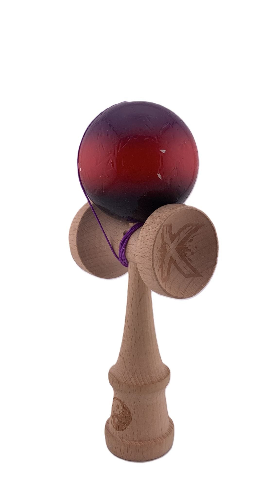 RESIGILAT - Kendama X Originala, Profesionala, Flippy, Big Cups V2, Super Sticky Cupe Mari, Rulment Metalic cu Ata 55 cm, Mov/Rosu/Negru - vivimall.ro