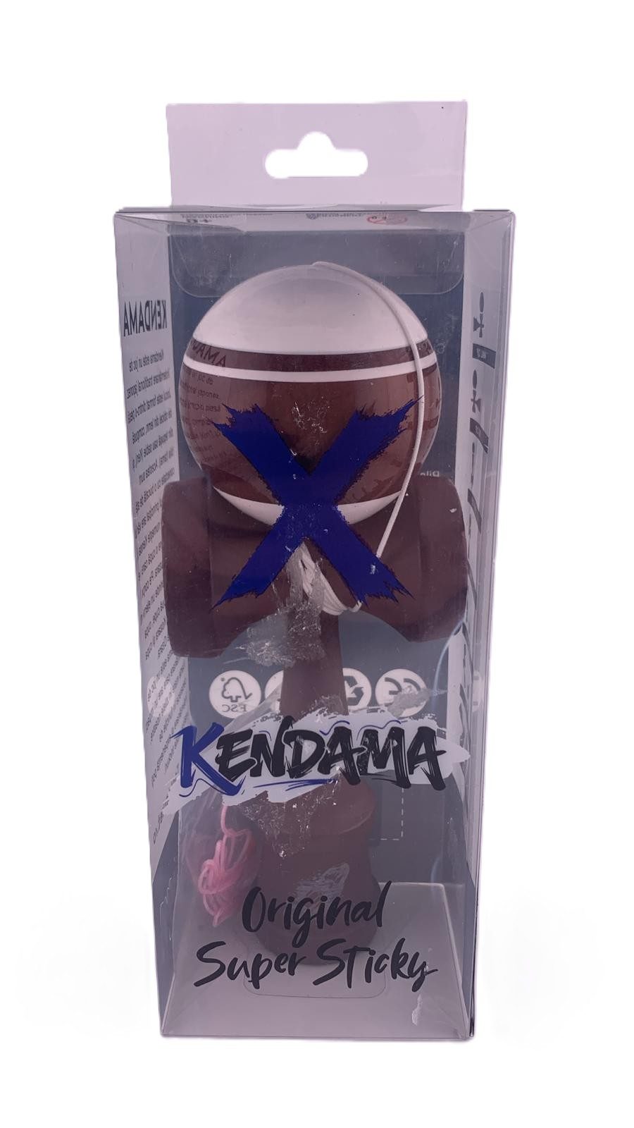 RESIGILAT - Kendama X Originala, Profesionala, Flippy, Super Sticky Legendary, Rulment Metalic cu Ata 55 cm, Alb/Maro - vivimall.ro