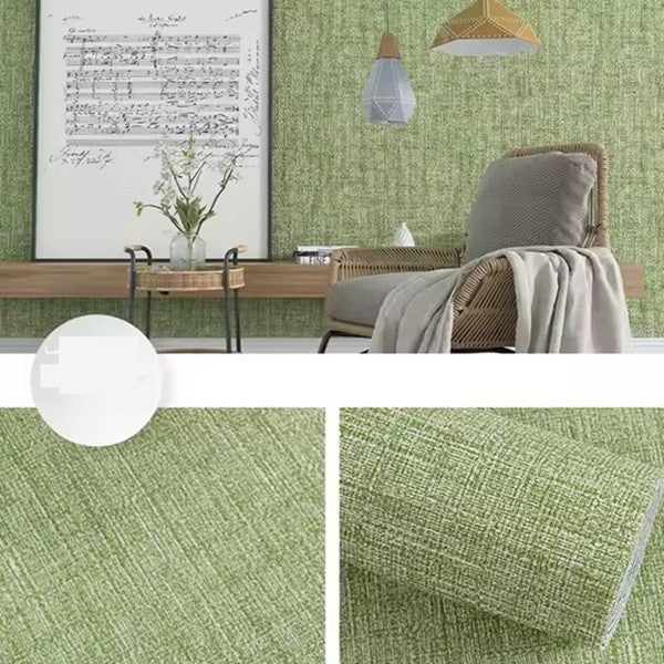 Rola Autoadeziva pentru Perete, Vivimall, din Panza, 10 m, Rezistenta la Umezeala, 2.5 mm Grosime, Model Texturat, Verde Deschis - vivimall.ro